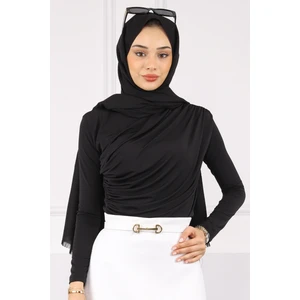 İmaj Butik Siyah Önü Drapeli Sandy Bluz