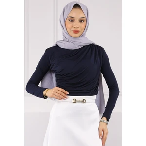 İmaj Butik Lacivert Önü Drapeli Sandy Bluz