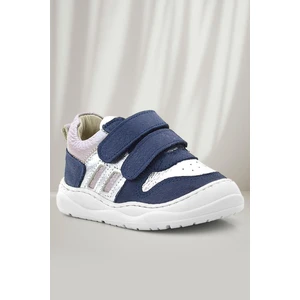 Schaggy Hakiki Deri Simli Lacivert Gümüş Bebek Spor Ayakkabı