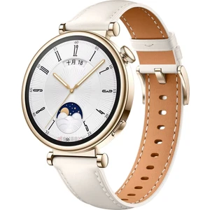 Huawei Watch Gt5 41MM Ile Uyumlu Starlight Gold Metal Tokalı Deri Zarif Şık Kordon