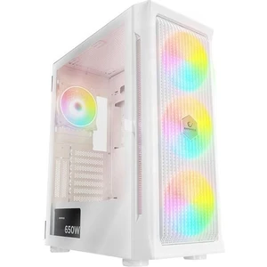 PROLIX Mesh 650W 80+ Beyaz 4*12cm ARGB Fan Manyetik Temperli Camlı ATX Mid-T Gaming Oyuncu Kasası