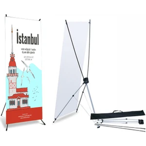 X Banner Tutucu Mekanizması Baskısız Ayarlanabilir 80x180 cm