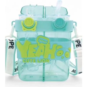 Yeah Çift Bölmeli Suluk - Renkli Boyun Askılı Çift Içimli Okul Çocuk Suluğu Bpa Içermez