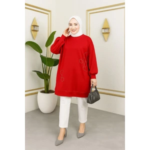Kadın Inci Detaylı Uzun Sweatshirt Tunik