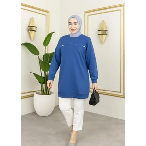 Kadın Inci Detaylı Uzun Sweatshirt Tunik