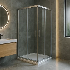 Paslanmaz Eloksal Gri Alüminyum Çerçeveli 6 mm Temperli Şeffaf Cam H:190 cm Duşakabin