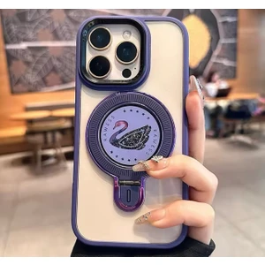 Apple iPhone 13 Uyumlu Magsafe ve Stand Özellikli Swan Silikon Kılıf