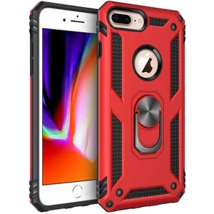 Apple iPhone 7 Plus Kılıf Kırmızı Panther Yüzüklü Silikon Orijinal Esnek Ince Geliştirilmiş Dayanıklı Darbe Karşıtı Koruyucu Yeni Nesil Tasarım (Apple iPhone 7 Plus ile Uyumlu, Kırmızı)