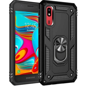 Samsung Galaxy A2 Core Siyah Panther Yüzüklü Silikon Orijinal Esnek Ince Geliştirilmiş Dayanıklı Darbe Karşıtı Koruyucu Yeni Nesil Tasarım (Samsung Galaxy A2 Core, Siyah)