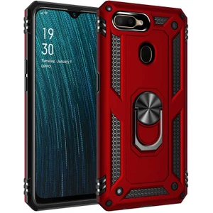 Oppo A7X Kırmızı Panther Yüzüklü Silikon Orijinal Esnek Ince Geliştirilmiş Dayanıklı Darbe Karşıtı Koruyucu Yeni Nesil Tasarım (Oppo A7X, Kırmızı)