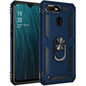 Oppo A7X Mavi Panther Yüzüklü Silikon Orijinal Esnek Ince Geliştirilmiş Dayanıklı Darbe Karşıtı Koruyucu Yeni Nesil Tasarım (Oppo A7X, Mavi)