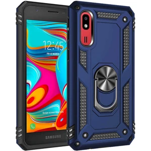 Samsung Galaxy A2 Core Mavi Panther Yüzüklü Silikon Orijinal Esnek Ince Geliştirilmiş Dayanıklı Darbe Karşıtı Koruyucu Yeni Nesil Tasarım (Samsung Galaxy A2 Core, Mavi)