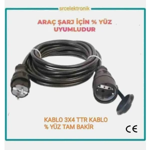 Arac Şarjı Için (10-40 Metre Arasi) 3x4 Ttr Hes Veya Öznur Kablo Tam Bakir Uzatma Seyyar Kablo