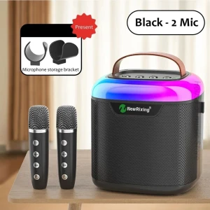 Bluetooth Karaoke Hoparlör Seti – 2 Kablosuz Mikrofonlu | Rgb Işıklı | Surround Ses Sistemi | Fm Radyo | Taşınabilir | Usb / Microsd / Aux Girişli | Şarjlı Bataryalı Kablosuz Müzik Kutusu