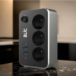 Elektrik Sigortalı Termal Akım Korumalı Güvenli Priz 2 Metre Kablo Anahtarlı 1xpd Type-C 2xusb Çoklu