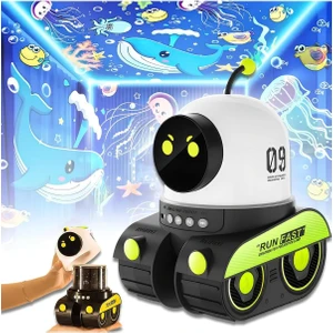 Çocuklar Için Eğitici ve Eğlenceli Robot Temali Projektör Gece Lambası 21 Filmli