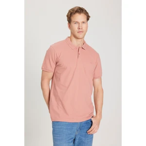 %100 Pamuk Regular Fit Normal Kesim Açık Pembe Polo Yaka Tişört