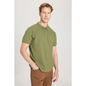 %100 Pamuk Regular Fit Normal Kesim Yeşil Polo Yaka Tişört