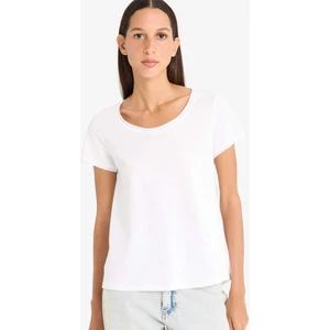 Regular Fit Yuvarlak Yaka Basic Düz Kısa Kollu Beyaz Tişört	 K1508AZ25SM