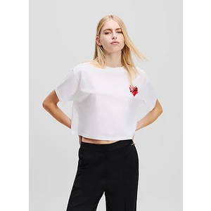 Karl Lagerfeld Bisiklet Yaka Düz Beyaz Kadın T-Shirt A1W17074