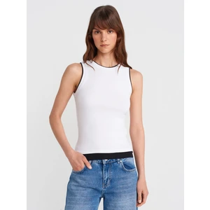 21086 Çift Görünümlü Kolsuz Top-Beyaz