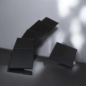 6’lı Termo Deri Özel Dikişli Bardak Altlığı - Kahve Altlığı Fincan Altlığı (8x8,5 cm )