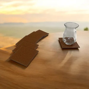 6’lı Termo Deri Özel Dikişli Bardak Altlığı - Kahve Altlığı Fincan Altlığı (8x8,5 cm )