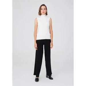 Balıkçı Yaka Dar Kalıp Kolsuz Bluz - Ekru