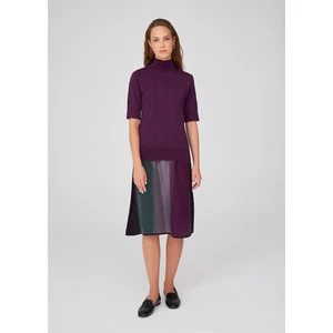 BETTY BLOUSE Balıkçı Yaka Kısa Kollu İnce Basic Kadın Triko Bluz - Mor Melanj