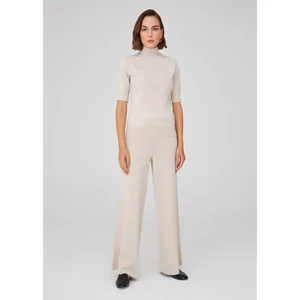 BETTY BLOUSE Balıkçı Yaka Kısa Kollu İnce Basic Kadın Triko Bluz - Ekru Melanj