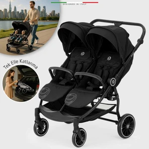 Gemelli Yan Yana Ikiz Bebek Arabası Siyah