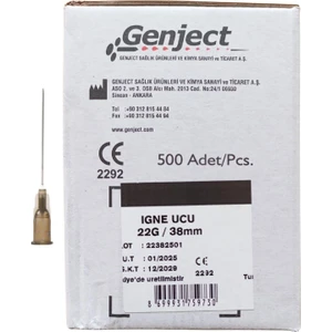 - Enjektör İğne Ucu 38 mm Siyah 22G - 250 Adet