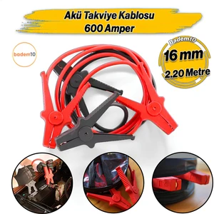 600 Amper Akü Takviye Kablosu 2.2 Metre 16MM² Kalınlık 6V/12/24V Araç Araba Oto Akümülatör Sarj Şarj