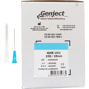 - Enjektör İğne Ucu 25 mm Mavi 23G - 50 Adet