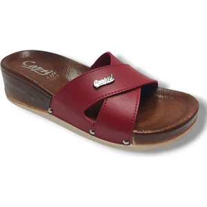 9002-25 Deri Çapraz Bant Capri Tokalı Kadın Terlik