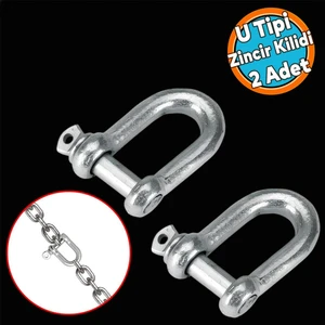 Zincir Kilidi U Tipi Kilitli Karabina 10 Mm Kilit Salıncak Askısı Ek Bağlantı Parça Aparat 2 Adet