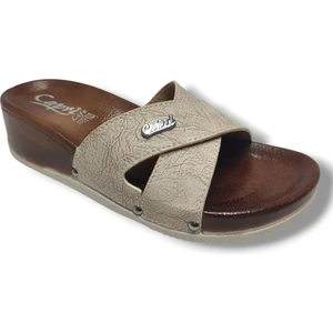 9002-25 Deri Çapraz Bant Capri Tokalı Kadın Terlik