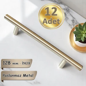 12 Adet Boy Kulp Inox 128 mm Kulp Mobilya Mutfak Dolabı Çekmece Dolap Kapak Kulpu Kulbu Metal Kulpları