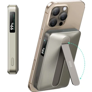 Esr 10000 Mah Taşınabilir Şarj Cihazı Halolock Qi2 Kickstand Magsafe Dijital Standlı Powerbank - Titanium