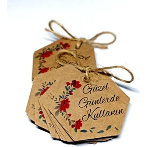 Altıgen Şeklinde "güzel Günlerde Kullanın" Baskılı Kraft ve Beyaz Seçenekli 50 Adet Kart (4,2X5CM)