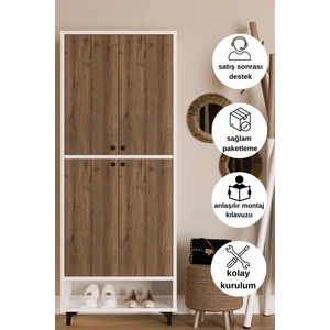 9 Raflı 4 Kapaklı Modern Ayakkabılık , Kiler Dolabı , Çok Amaçlı Dolap