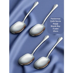 Çelik 25 cm 4 Adet Büyük Boy Servis Kaşığı / Sunum Kaşığı