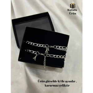 Çelik 2 Adet Harfli Bileklik Sevgili , Çift , Arkadaş , Bilekliği Anneler Gününe Özel