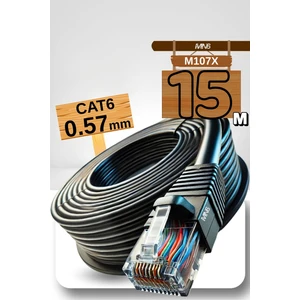 M107X 15 Metre Internet Kablosu/Cat6 23AWG Utp 0,57mm/İki Kat Korumalı/ethernet kablosu 15 metre/iç Dış Mekan uyumlu/High Performance Cable