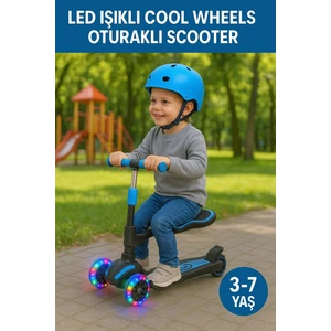 Cool Wheels Oturaklı LED Işıklı Scooter | 3 Tekerlekli Combo Scooter 3-7 Yaş