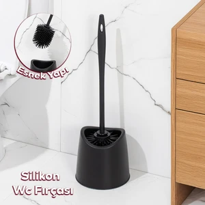 SB-776 Silikon Wc Tuvalet Banyo Fırçası Klozet Fırçası Siyah
