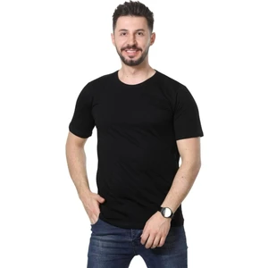 Slim Fit Bisiklet Yaka Siyah Basic Düz Kısa Kollu Tişört