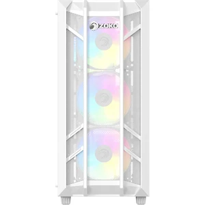 Hunter 4X12 cm Argb Fan Mesh Panel Temperli Cam Bilgisayar Kasası Beyaz