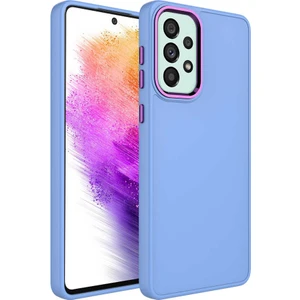 Uzaklarda Arama  Samsung Galaxy A32 4g Kılıf Metal Çerçeve ve Buton Tasarımlı Silikon Uzrm Luna Kapak-Lila