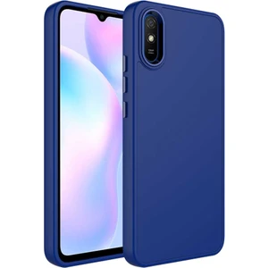 Uzaklarda Arama  Xiaomi Redmi 9A Kılıf Metal Çerçeve ve Buton Tasarımlı Silikon Uzrm Luna Kapak-Lacivert
